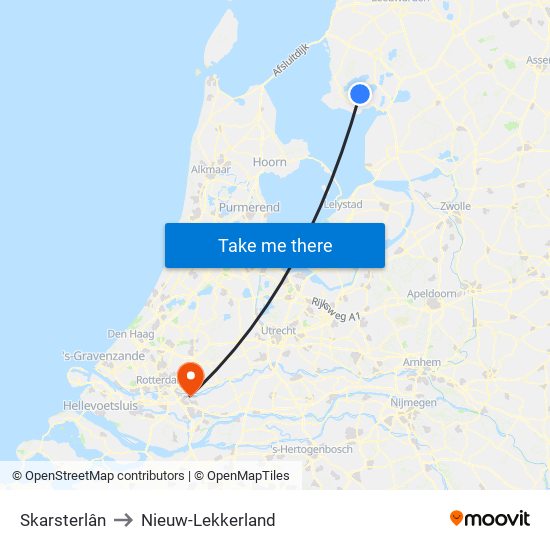 Skarsterlân to Nieuw-Lekkerland map