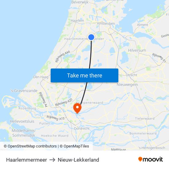 Haarlemmermeer to Nieuw-Lekkerland map