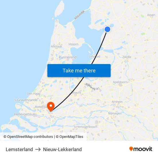 Lemsterland to Nieuw-Lekkerland map