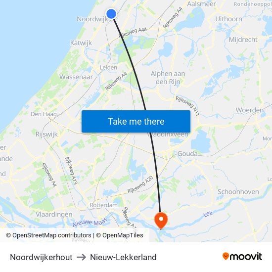 Noordwijkerhout to Nieuw-Lekkerland map