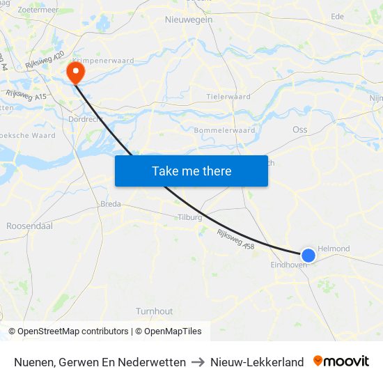 Nuenen, Gerwen En Nederwetten to Nieuw-Lekkerland map