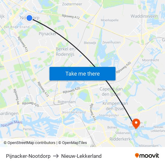 Pijnacker-Nootdorp to Nieuw-Lekkerland map