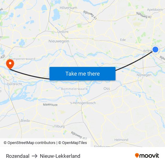 Rozendaal to Nieuw-Lekkerland map