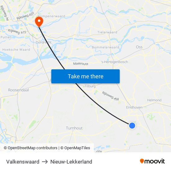 Valkenswaard to Nieuw-Lekkerland map