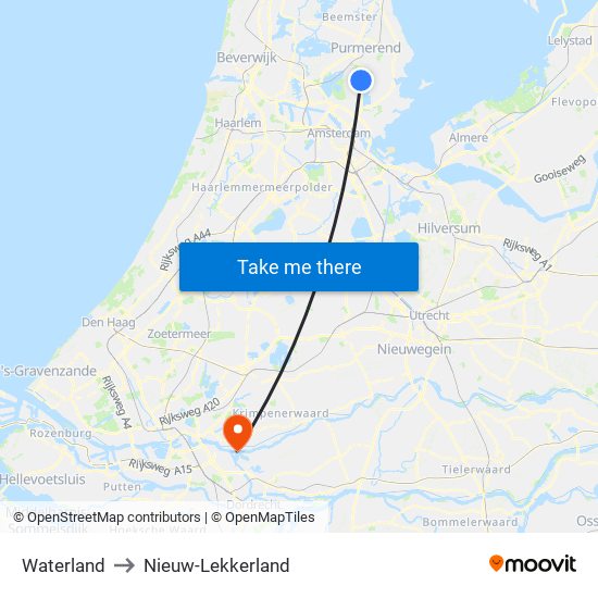 Waterland to Nieuw-Lekkerland map