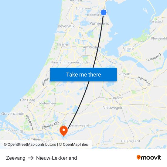 Zeevang to Nieuw-Lekkerland map