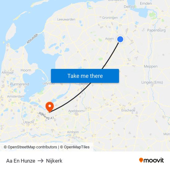 Aa En Hunze to Nijkerk map