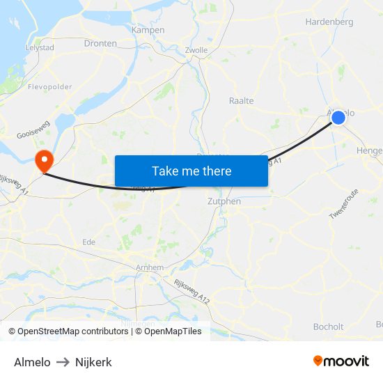 Almelo to Nijkerk map