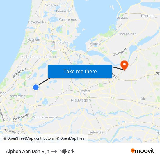 Alphen Aan Den Rijn to Nijkerk map