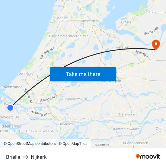 Brielle to Nijkerk map