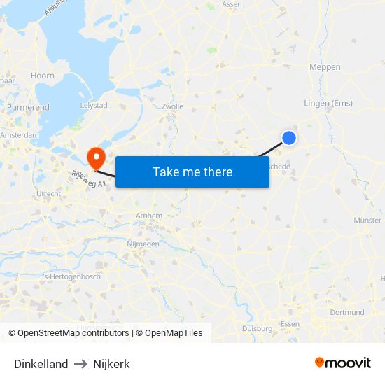 Dinkelland to Nijkerk map