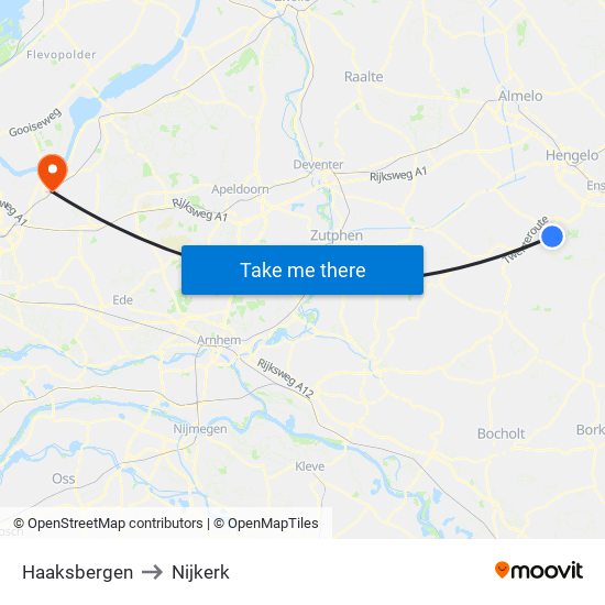 Haaksbergen to Nijkerk map