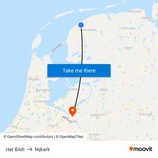 Het Bildt to Nijkerk map