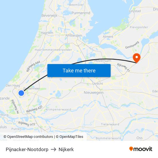 Pijnacker-Nootdorp to Nijkerk map