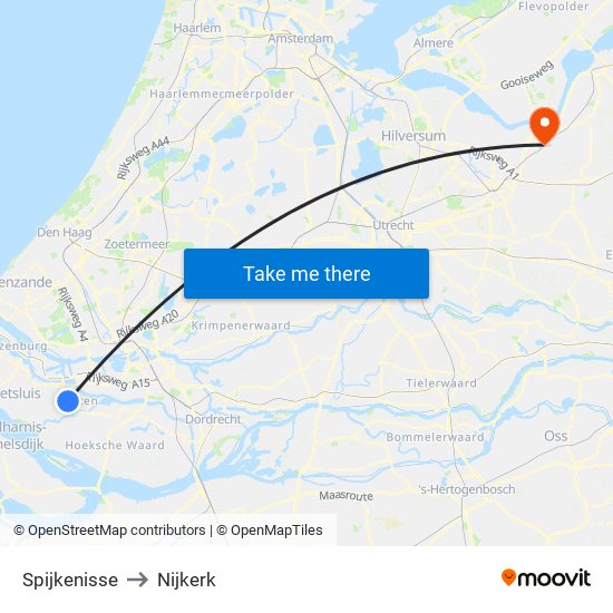 Spijkenisse to Nijkerk map