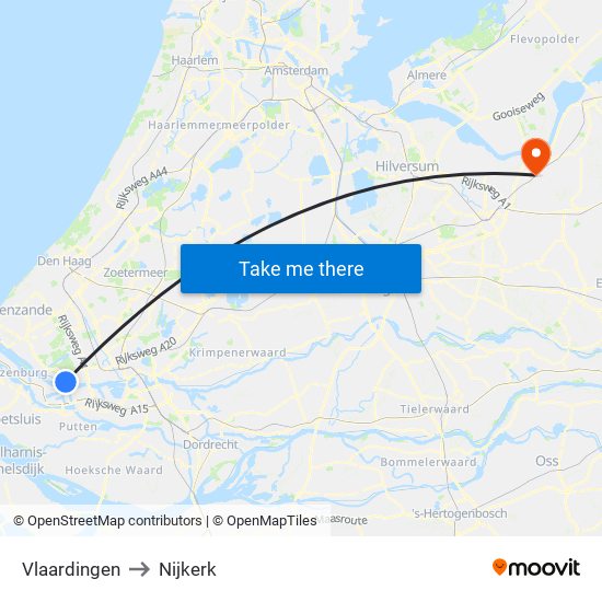 Vlaardingen to Nijkerk map