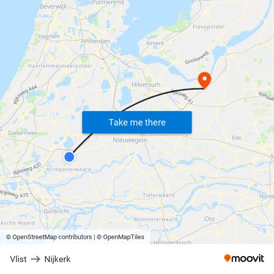 Vlist to Nijkerk map