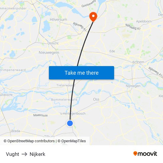 Vught to Nijkerk map