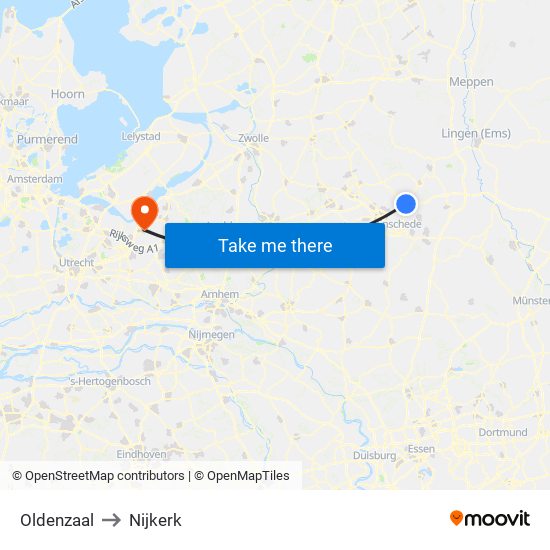 Oldenzaal to Nijkerk map
