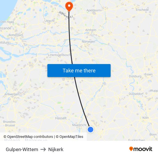 Gulpen-Wittem to Nijkerk map
