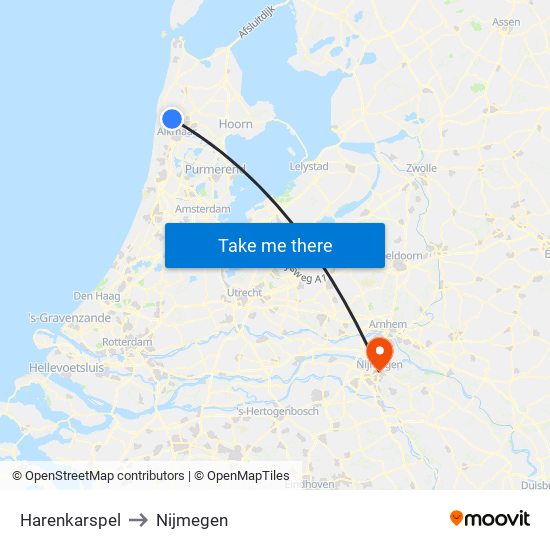 Harenkarspel to Nijmegen map