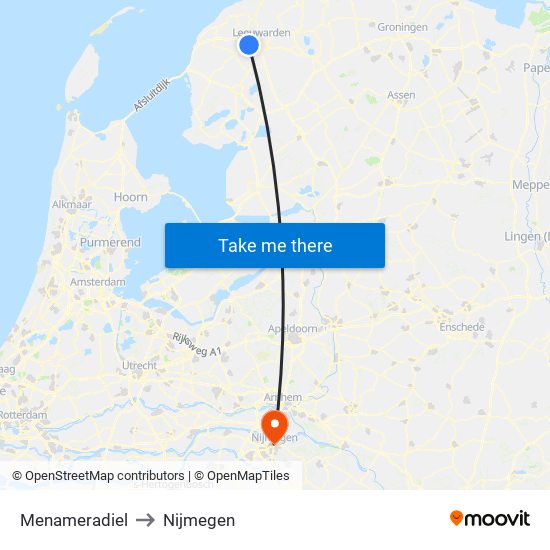 Menameradiel to Nijmegen map