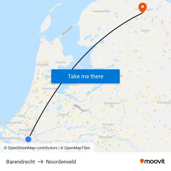 Barendrecht to Noordenveld map