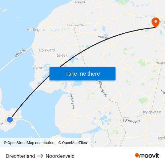 Drechterland to Noordenveld map