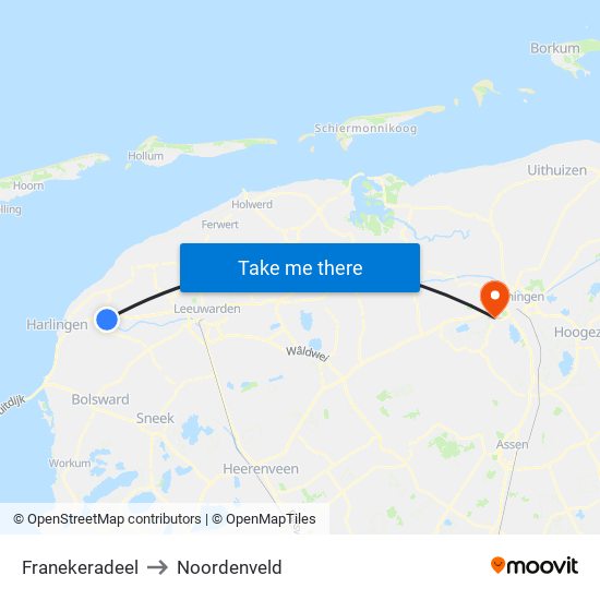 Franekeradeel to Noordenveld map