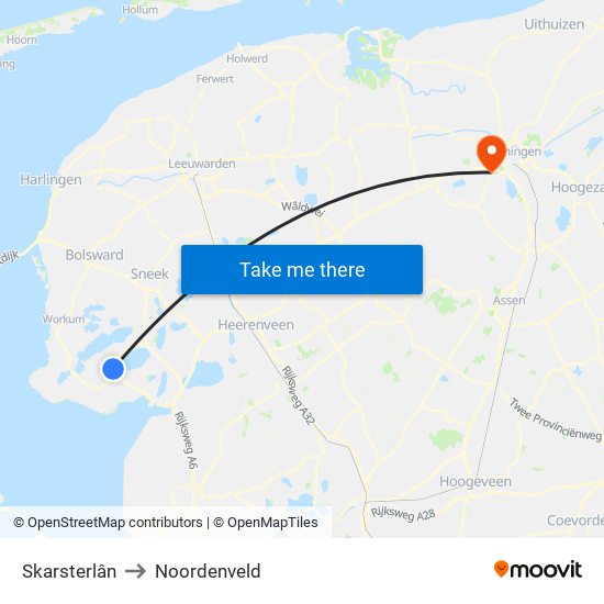 Skarsterlân to Noordenveld map