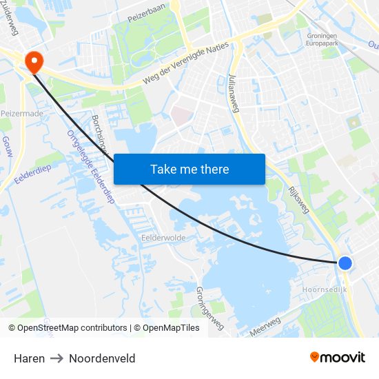 Haren to Noordenveld map