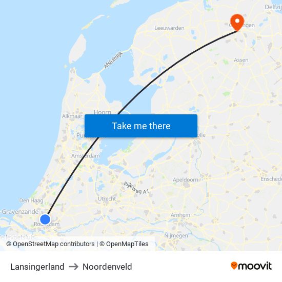 Lansingerland to Noordenveld map