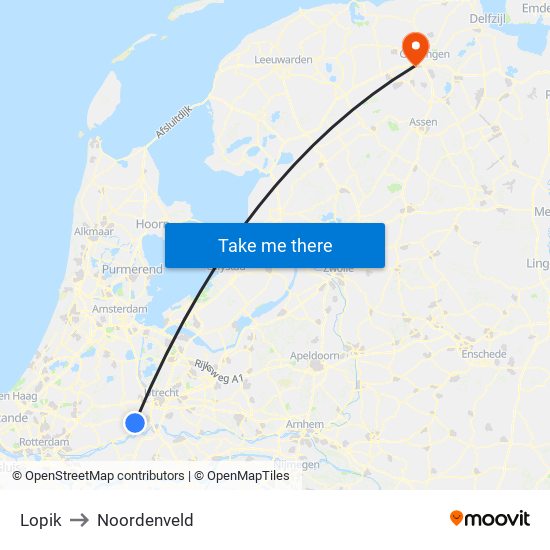Lopik to Noordenveld map