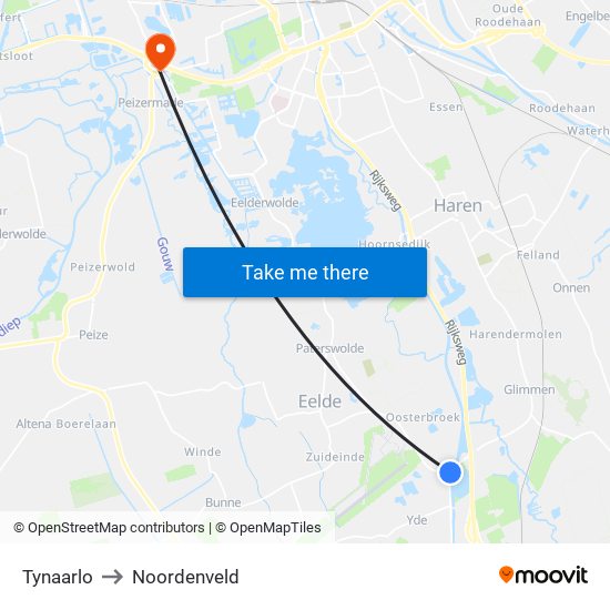 Tynaarlo to Noordenveld map