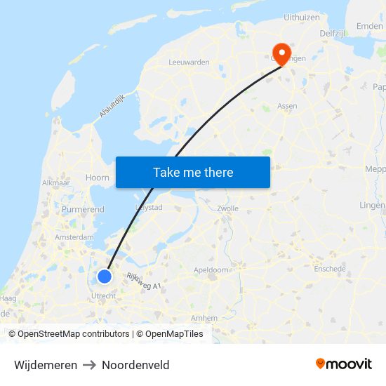 Wijdemeren to Noordenveld map