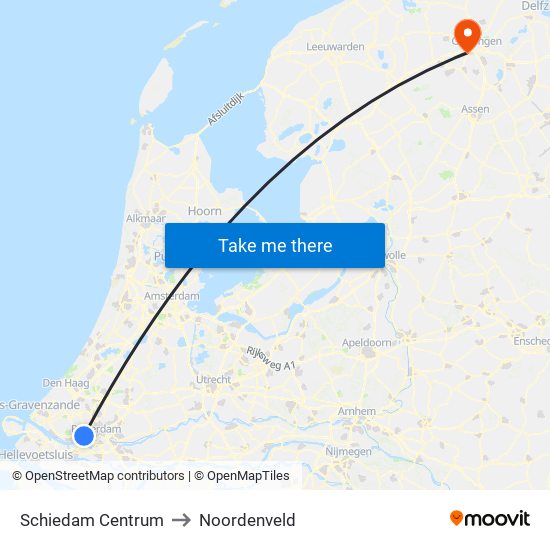 Schiedam Centrum to Noordenveld map