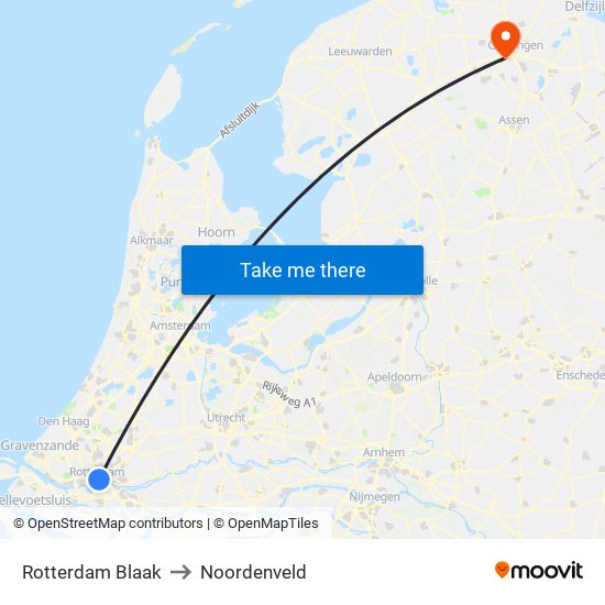 Rotterdam Blaak to Noordenveld map