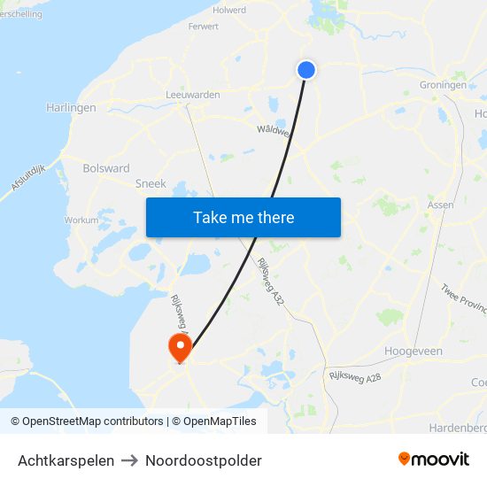 Achtkarspelen to Noordoostpolder map