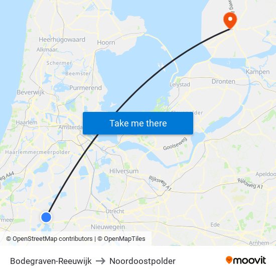 Bodegraven-Reeuwijk to Noordoostpolder map