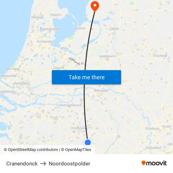 Cranendonck to Noordoostpolder map