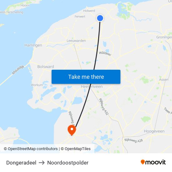 Dongeradeel to Noordoostpolder map