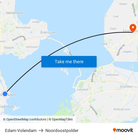 Edam-Volendam to Noordoostpolder map