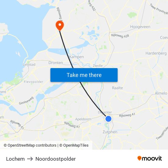 Lochem to Noordoostpolder map