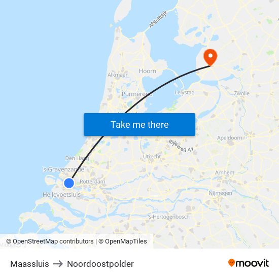 Maassluis to Noordoostpolder map