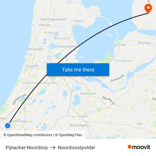 Pijnacker-Nootdorp to Noordoostpolder map