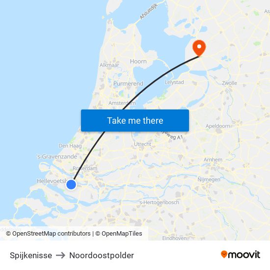 Spijkenisse to Noordoostpolder map