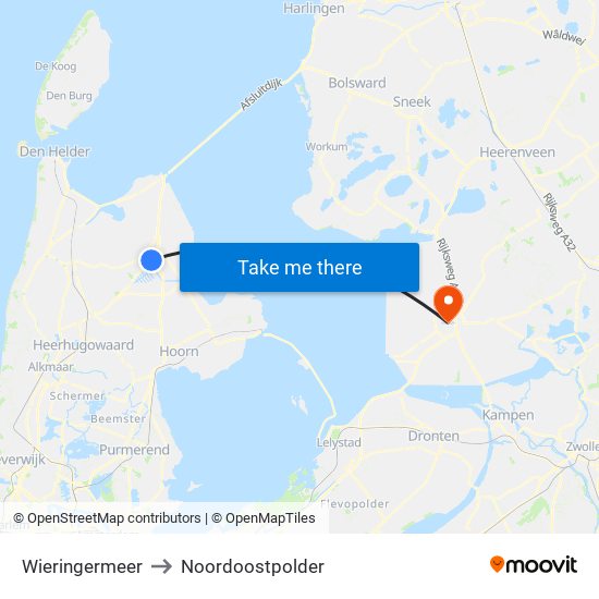Wieringermeer to Noordoostpolder map