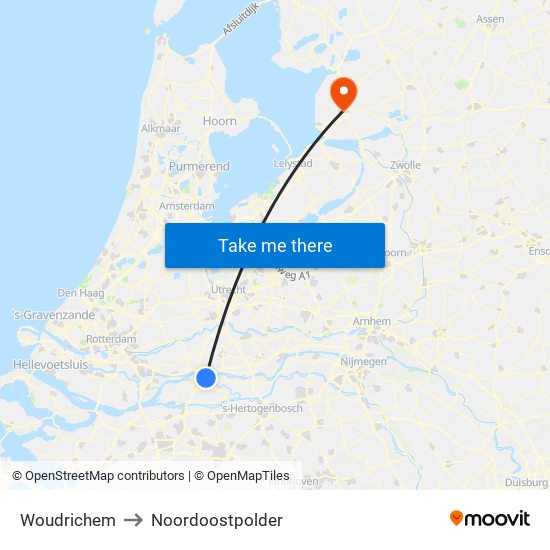 Woudrichem to Noordoostpolder map