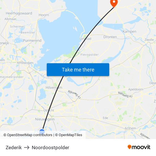 Zederik to Noordoostpolder map