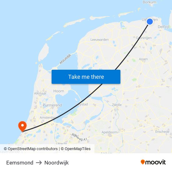 Eemsmond to Noordwijk map